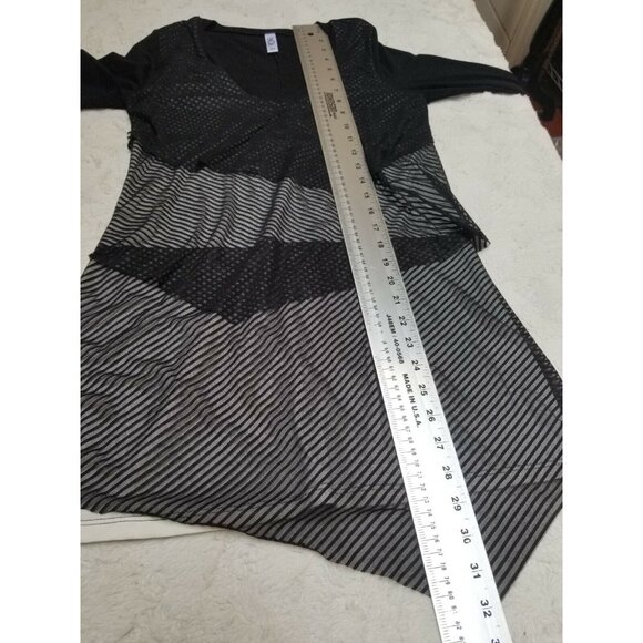 Deca Womens Long Sleeves Top V  Asymmetric Hem Tunic Size 1 Gray Black France - Picture 7 of 7